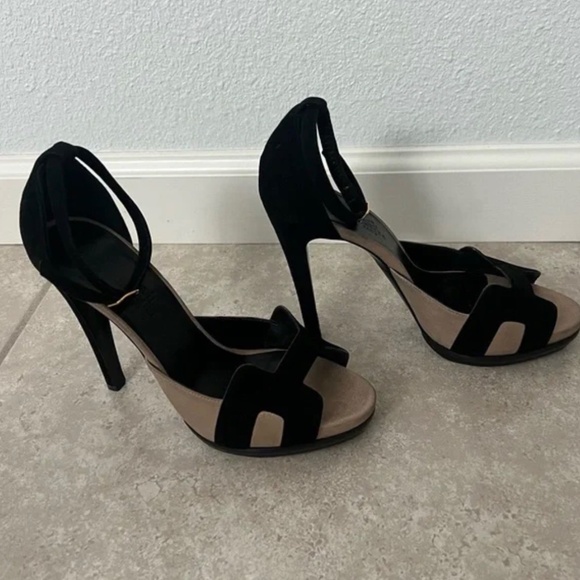 Hermes heels velvet and leather - Picture 2 of 4
